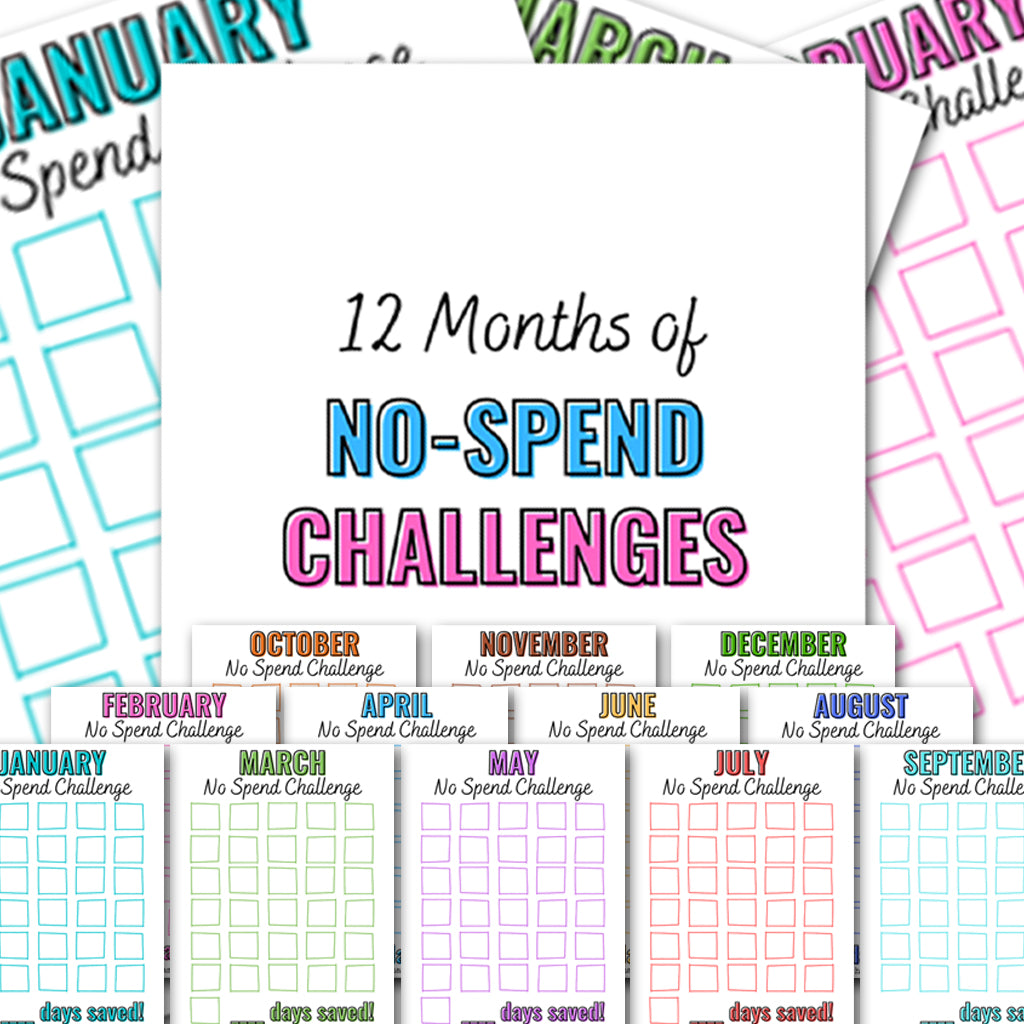 12 Months of No Spend Challenge Printables – HassleFreeSavings for Free No Spend Challenge Printable